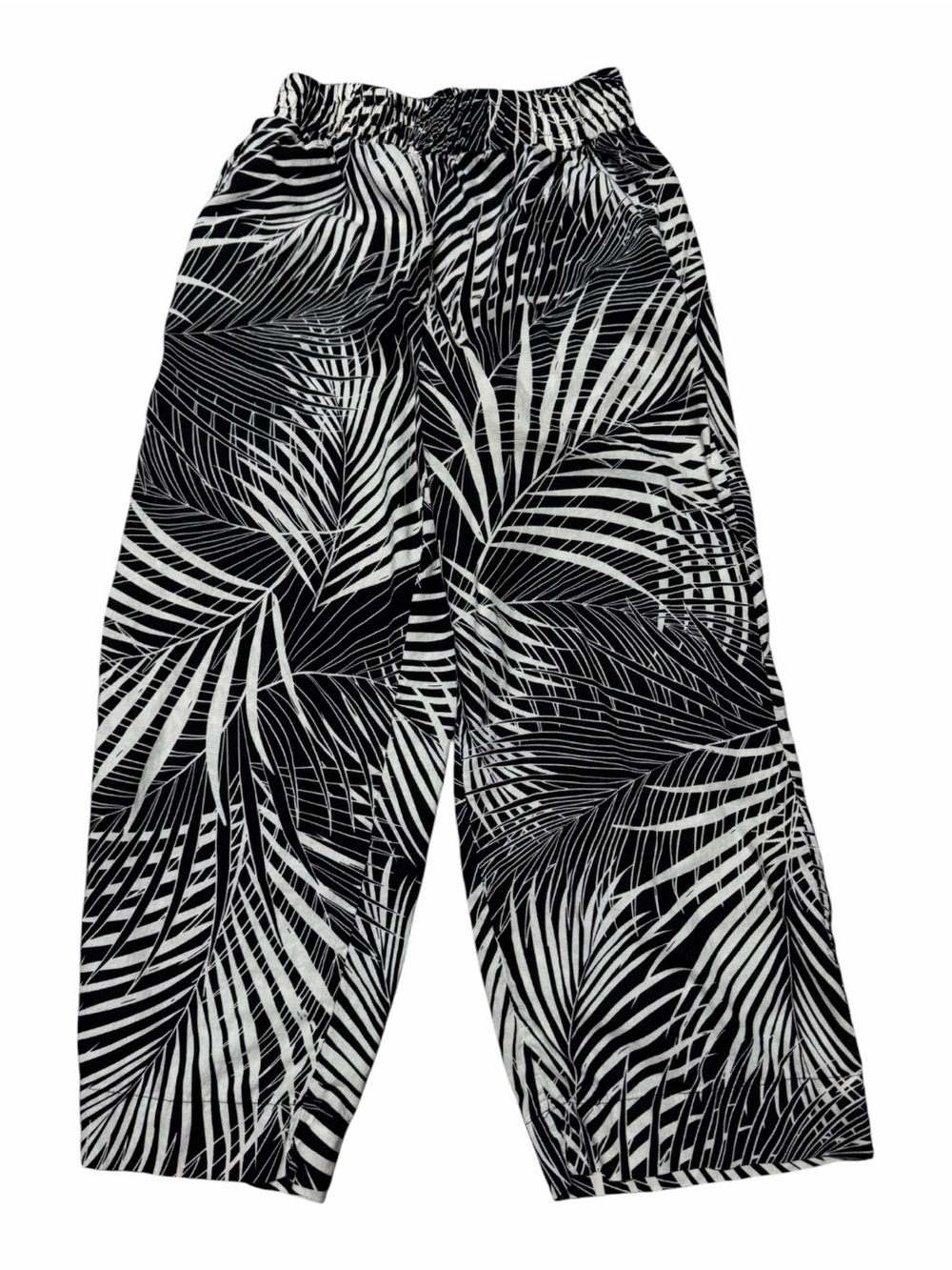 Panama Jack Women's Tropical Palm Print Wide Leg Pants Linen blend Size S